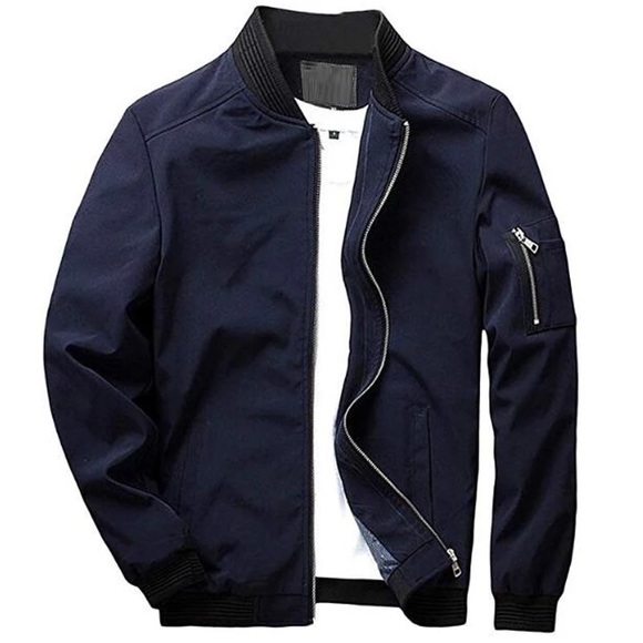 Men's Lightweight Softshell Coat Sportwear Zipper Windbreaker Bomber - Picture 7 of 8